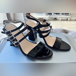 Nine West Patent Black Strappy Heels